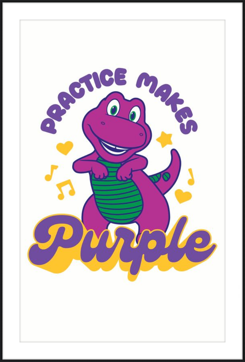 Barney Practice Makes Purple