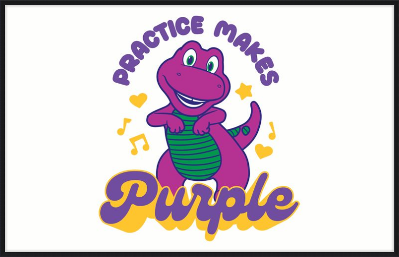 Barney Practice Makes Purple