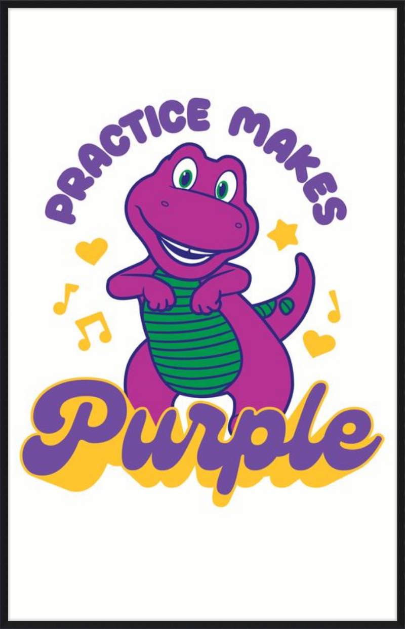 Barney Practice Makes Purple