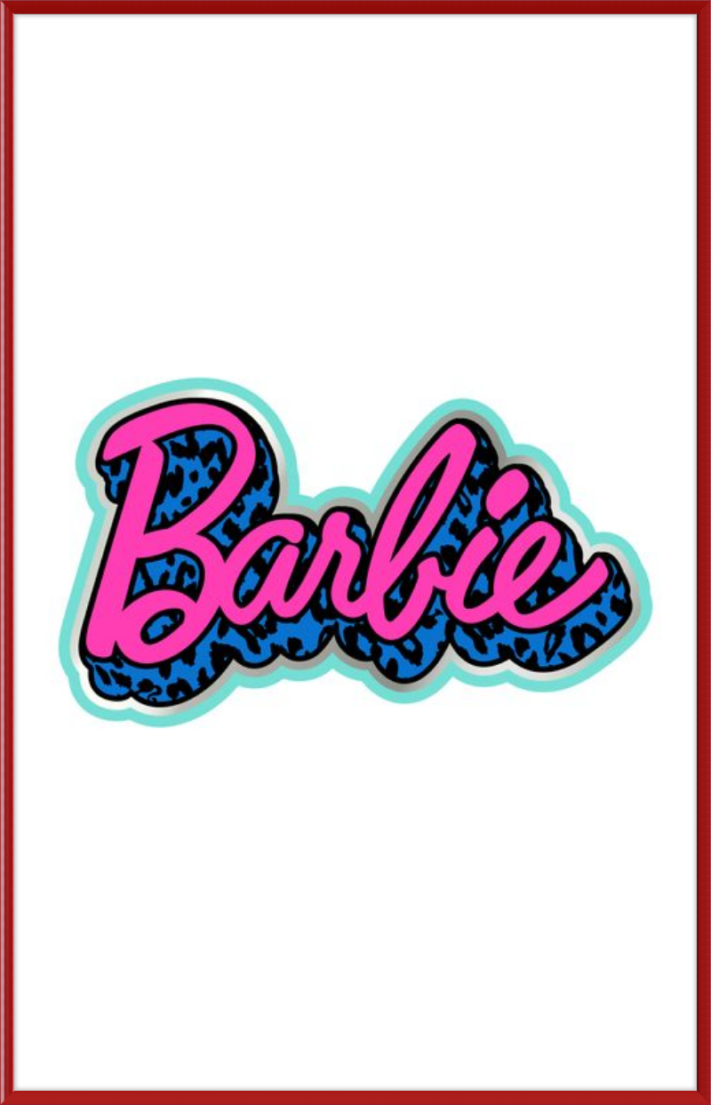 Barbie Logo with 80s Blue Leopard Pattern