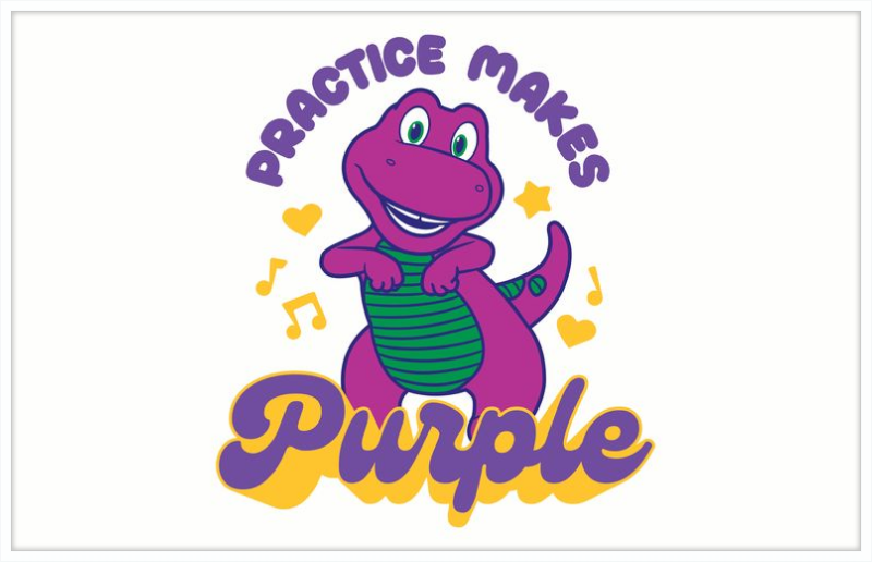 Barney Practice Makes Purple