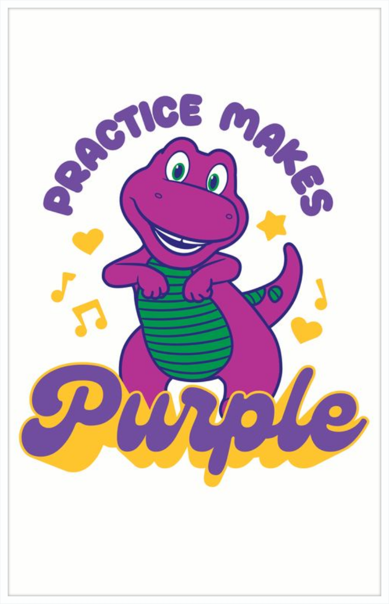 Barney Practice Makes Purple